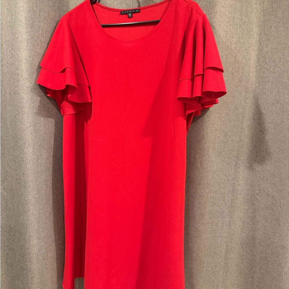 Tiana B. Vibrant Red Mini Dress with Ruffle Sleeves